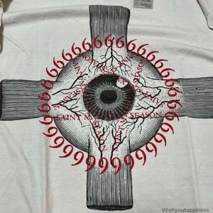 Tees T-Shirts Luxury Mens Designer Fashion clothing Saintmichael23ss Eyeball Cross Print Long Sleeve Washed Vintage Men's Women's Fashion