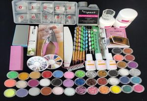 Tırnak Sanat Kitleri 500pcs Fransızca İpuçları Akrilik Güç Manikür Kit Kesici Glitter Dosya Fırça Aracı Seti Gel2853826