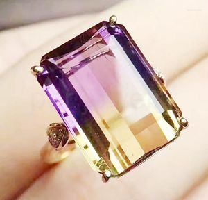 Klusterringar Ametrine Ring 925 Sterling Silver 7.3CT 10 14mm GEM FÖR MÄNNER ELLER KVINNER Fina handarbetade smycken #J18062102