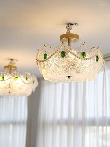 Lampadari 2023 Lampada da soffitto in vetro in stile francese per soggiorno Camera da letto Studio Tetto per la casa Moda Lampadario a LED di lusso moderno