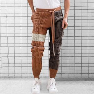 Men's Pants Sweater Knitted Men Casual Solid Color Trend Youth Cable Slim Fit Sweatpants Autumn Winter Warm Trousers