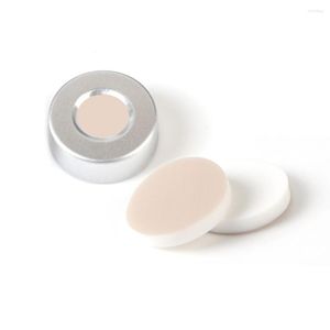 Colore naturale PTFE / Silicone bianco Setti a crimpare Top 20mm 3mm Tappo in alluminio Foro centrale da 10 mm Per fiala da 20 ml 100 pezzi Guarnizione da 20 3 mm