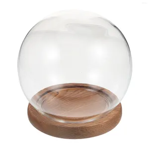 Vases 1 Set Of Round Shape Glass Cloche Globe Display Dome With Wood Base Case For Eternal Flower