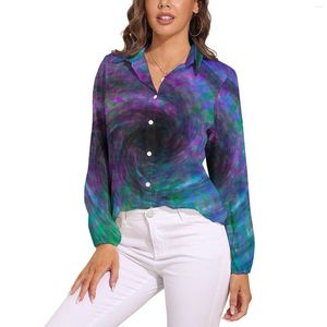 Camicette da donna Camicetta Vortex Tie Dye Maniche lunghe Arte astratta Lavoro d'ufficio Moda di strada Camicia oversize Top grafici Regalo di compleanno