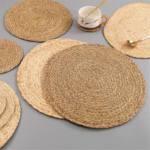 Table Mats Corn Water Grass Handmade Weave Round Pad Mat Heat Insulation Placemat Bowl Placemats