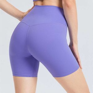 Lu Lu Shorts Align Gym Sport Yoga Lemons kvinnor Hög midjeshorts utan T-line Push Up Tight Soft Fitness Short Leggings Cycling Workout Clothing LL LL