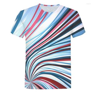 Camisetas masculinas 2023 Impressão listrada de verão 3d Camisa curta Men de manga curta o pescoço senhoras harajuku xs-5xl top