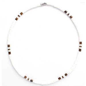 Choker 18 Inches White Puka Sea Shell Strand Necklaces Tiger Eye Beaded Ocean Beach Heishi Design Summer Seashore Women Jewelry