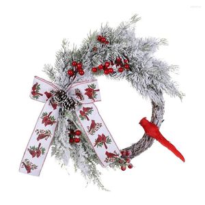 Decorative Flowers Christmas Wreath Artificial Cardinal Decor Farmhouse Winter Garland With Berry Wreaths Garlands For Front Door