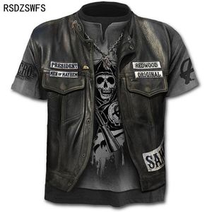 Мужские футболки бренда мотоцикл панк -рубашка Knight S 3D Men Casual Vintage Hip Hop Summer Ee op Homme Одежда 230419