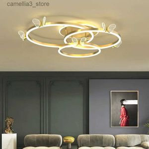 천장 조명 거실 천장 램프 2023 새로운 고급 분위기 현대 단순한 슈퍼 밝은 가정용 LED 조명 고급 나비 조명 Q231120