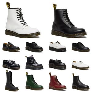 Doc Martens Womens Designer Boots Woman Doc Martins Luxury Platform Ankle Short Booties Classic Original OG Smooth Leather白い黒いヴィンテージマーティンブーツEUR 35-45