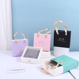 Jewelry Boxes es Box Paper with Handle for Wedding or Travel Portable Ring Earrings Necklace Gifts Packageing Organizer Case 231118