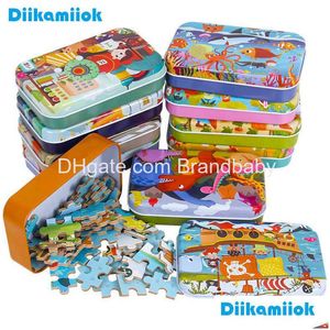 Puzzles Großhandel 60 Teile Holzpuzzle Gehirn Eisen Box Für Kinder Cartoon Tier Fahrzeug Holz Jigsaw Baby Lernspielzeug Kinder C Dh1Lo