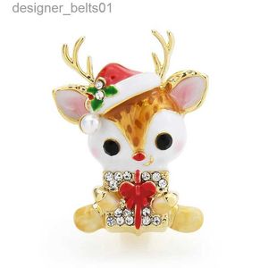 Pins Brooches Wuli baby Cute Deer Brooches For Women Enamel Taking Gifts Deer Christmas New Year Animal Brooch Pin GiftsL231120