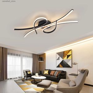 أضواء السقف ذكي المنزل Alexa Modern LED Seiling Lights لغرفة المعيشة غرفة نوم غرفة الدراسة غير اللامعة أسود أو ذهبي مصباح السقف النهائي Q231120