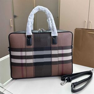 Trendy Luxury Laptop Bags Listrado Treliça Business Unisex Briefcase Alta Qualidade Designer Bolsa Business Mulheres Sacos de Ombro Warhorse Tote Bag 230715