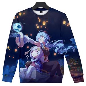 Erkek Hoodies Sweatshirts Erkekler Genshin Etkisi Kamisato Ayaka 3d Baskı Sweatshirt Kazak Kış Tatili Tutkulu Erkekler/Kadınlar Kawaii Yuvarlak H