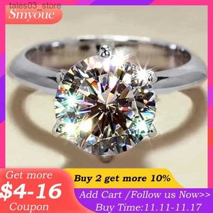 Anéis de casamento Smyoue GRA Certificado 1-5CT Moissanite Anel VVS1 Lab Diamond Solitaire Anel para Mulheres Noivado Promessa Casamento Banda Jóias Q231120