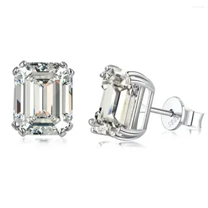 Kolczyki stadninowe 925 srebrne szmaragdowe szmaragdowe 4CT High Carbon Diamonds Uch Ear Party Wedding Biżuteria
