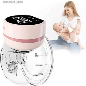 Breastpumps Portable Wearable Electric Breast Pump Automatic Hands-Free Silent LCD Screen USB Chargable Milk Collector Cup 200ml BPA Free Q231120