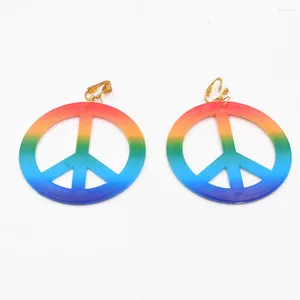 Backs Earrings 1 Pair Colorful Peace Charm Ear Jewelry Accessories Free Hole Clip Creative Party Supplies