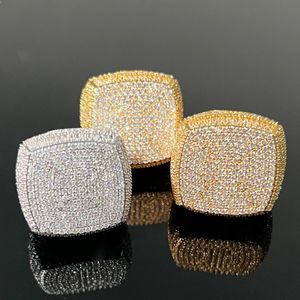 Moda Uomo Donna Anello 18k Giallo Bianco Placcato Oro Completo Micro Praved Bling CZ Anello per Uomo Donna Nuovo Regalo Caldo per Amico