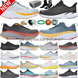 Novo ONE Running Shoes Homens Mulheres Bondi Clifton 8 Carbono x2 Sapato Atlético Absorção de Choque Estrada Escalada Mens Mulheres Treinadores Jogging Corredores Sapatilhas Ao Ar Livre