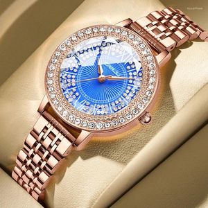 Armbandsur Crrju klockor Set Luxury Rhinestone Women mode elegant armbandsur kvartsklocka för tjej damer klocka relogio feminino