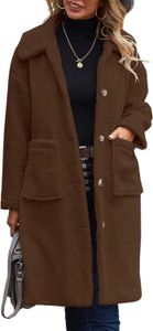Angassion Women's Fuzzy Fleece Lapel Open Front Long Cardigan Coat Faux Fux Warm Winter Outwear Jackets1bnfg