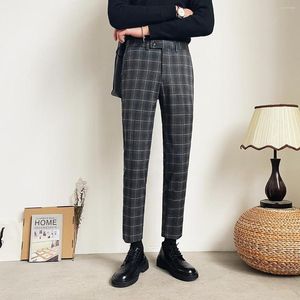 Garnitury męskie Koreańskie strehwear vintage moda szczupła fit garnitur spodni męski biznes swobodny kostki proste spodnie