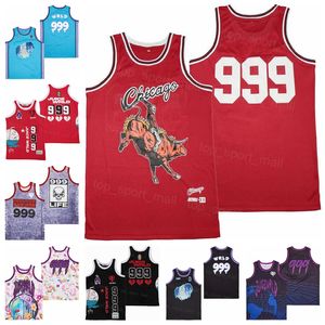 Moive Basketball Br Remix Juice WRLD x 999ジャージーデスレースラブカバー叙情的なレモネードレッドカラーチーム刺繍と縫製ピュアコットン通気性スポーツシャツ