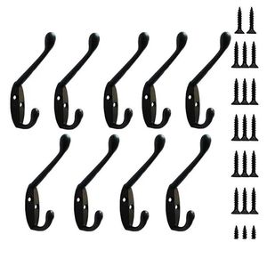 Handdukställ 9 Pack Coat Hooks Wall Hooksheavy Duty monterad för hatthårdvara Dual Prong Retro Hanger med 20 skruvsvar/gulddropp Deli DHDRW