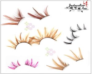 False Eyelashes 1 Pair Colorful Short Feather Eyelash BrownBlack Personality Art Studio Makeup Tool Stage Performance Exaggeratio1602717