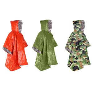 Utomhus Gadgets Emergency Water Proof Raincoat Aluminium Film engångsponcho Kall isolering Regnkläder Filtar Överlevnadsverktyg Campingutrustning 231120