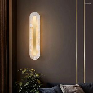 Lâmpadas de parede Luxo Mármore Cobre Lâmpada Moderna Sala de estar Fundo Long Strip Light Fixture Escadaria Corredor Interior Sconce