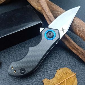 Edc 0022 Folding Knife Stonewashed Blade Carbon Fiber Handle Ultralight Pocket Survival Tactical Camping Navas