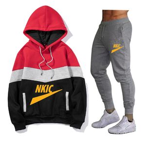 New Mens Gym Tracksuit de 2 peças Conjunto de hip -hop Sportswear Moda com moleto