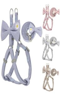 Dog Harness Leash Set Adjustable Soft Embroidery Cute Bow Double Layer Dog Harness for Small Medium Pets Leashes Walking3830915