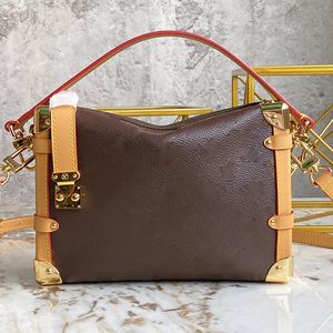 Side Trunk Pm Handbag Luxury Designer Crossbody Shoulder Bags Debossed Zip Closure With S Lock Metallic Corners Cruise Jacquard Denim Purses Women 10St#