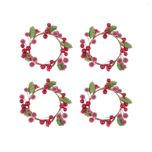 Decorative Flowers Berrychristmas Wreath Mini Rings Ring Wreaths Redgarland Decor Holder Holly Napkin Winter Twigs Tree Decoration