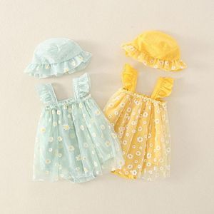 Dziewczynki sukienki dla maluchów dziewczynki z rękawami odciski Sundress Ruffle Dress Dance Floral Mesh Party for Infants kołnierz