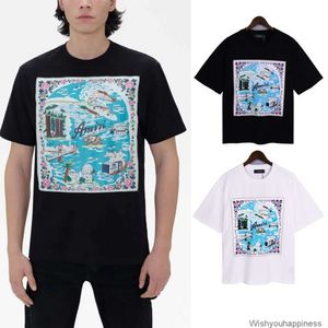 Tees Camisetas Luxo Mens Designer Roupas de Moda Tendência Marca Luz Luxo Amires Califórnia Hawaiian Jinzhou Exclusivo Puro Algodão Casual Manga Curta T-shirt