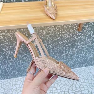 Designer Fashion Women's high-heeled sandals Leather pointy heels Sexy stiletto Party Shoes Designer women's leather shoes Buckle Dress shoes Wedding LACES box