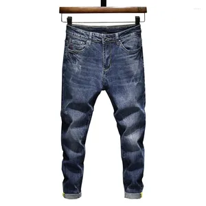 Jeans masculinos agradável outono para homens azul estiramento moda original homem streetwear calças casuais masculino denim calças bordadas