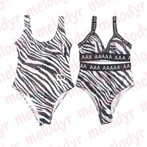Conjunto de biquíni de grife zebra impressão de moda de banho ao ar livre de uma peça de praia para mulheres para mulheres