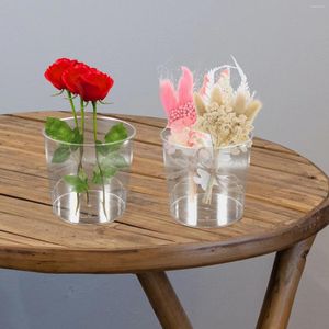 Vasos recipiente de lixo bin arranjo de flores recipientes de plástico transparente balde de fazenda