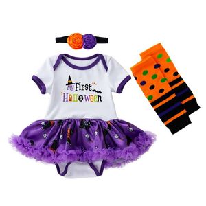 Girl Dresses Girl's Halloween Baby Clothing for Toddler Kids Romper Cotton Carnival Pumpkin Jumpsuit Tutu Dress Costume With Leggings