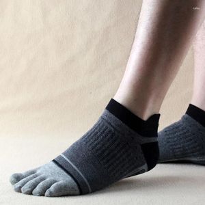 Meias masculinas 5 pares baixo esporte cinco dedos algodão tornozelo meia moda japonesa respirável suado casual curto com dedos desodorante