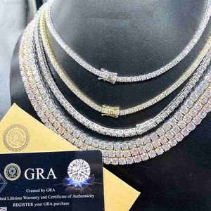 Wholesale Price Vvs Moissanite Tennis Chain Pass Diamond Tester d Color 2-6.5mm Gra Certificate Diamond Silver Tennis Necklace